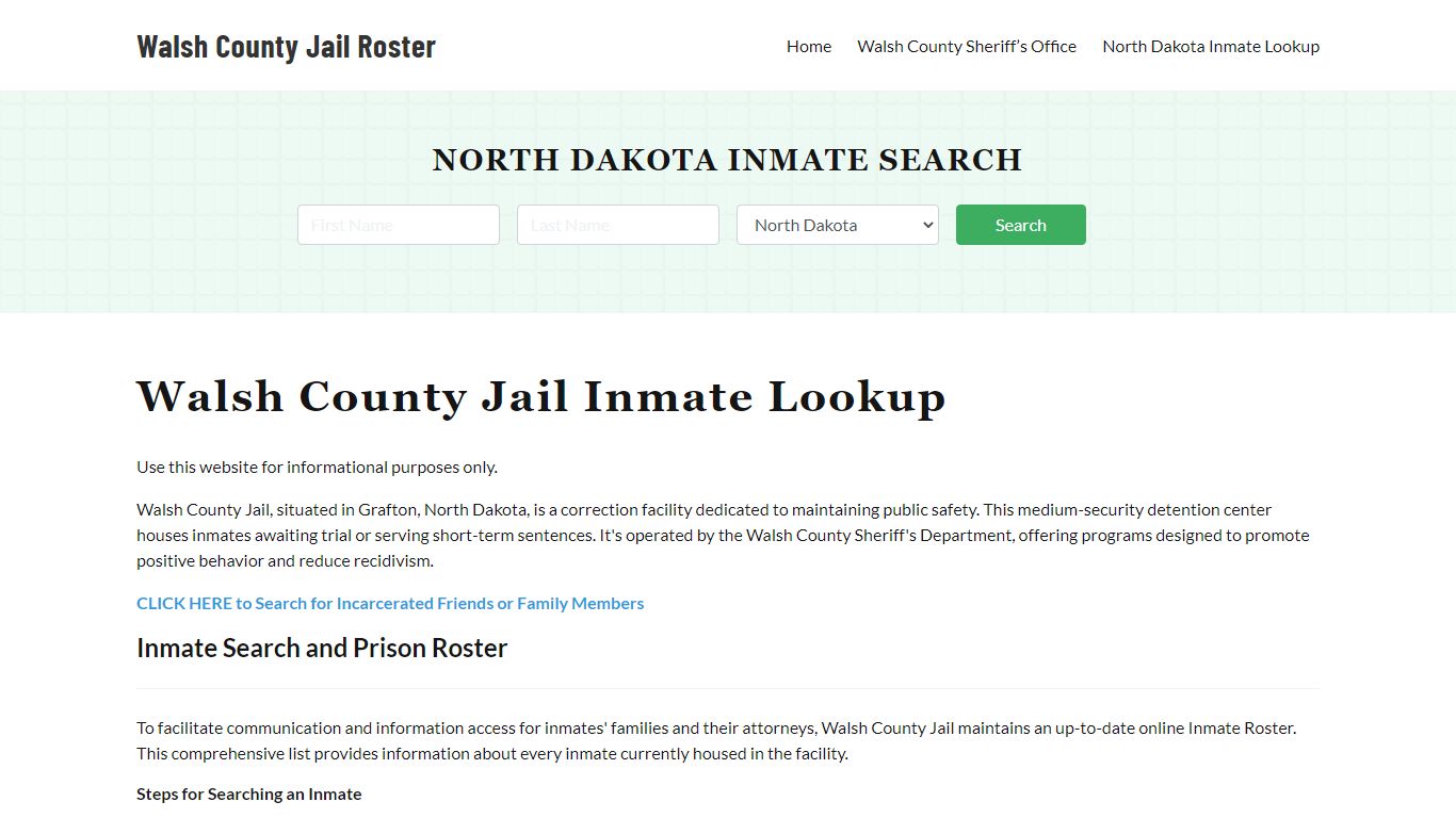 Walsh County Jail Roster Lookup, ND, Inmate Search