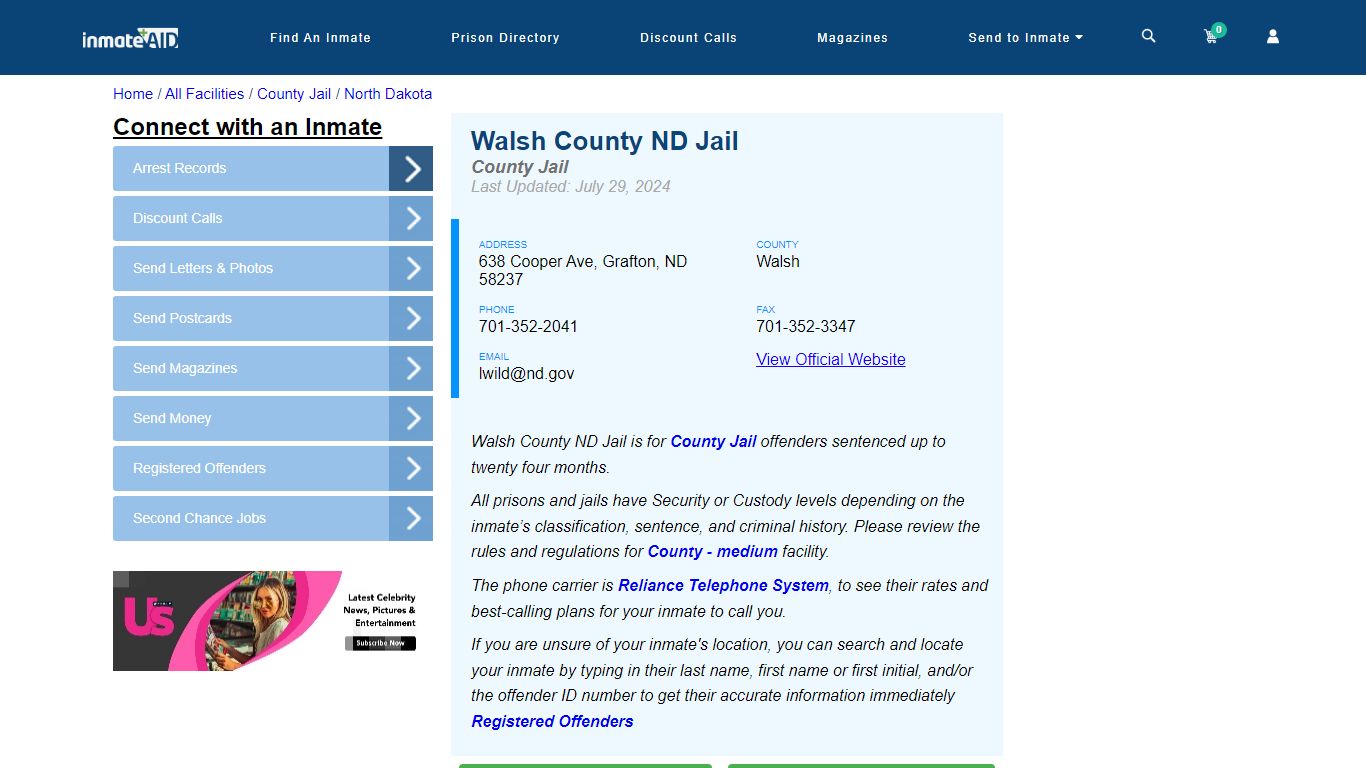 Walsh County ND Jail - Inmate Locator