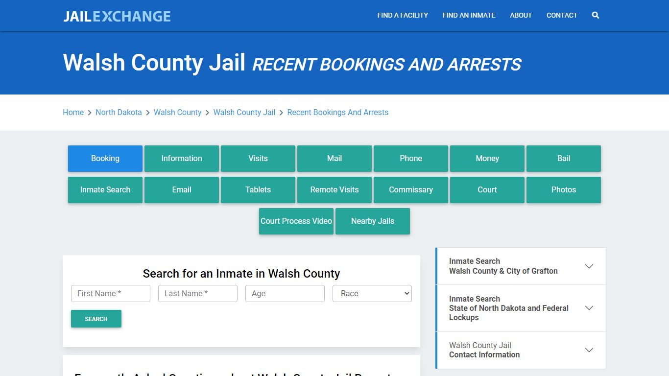 Walsh County Jail Recent Bookings And Arrests - Jail Exchange