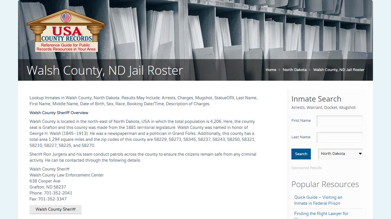 Walsh County, ND Jail Roster | Name Search